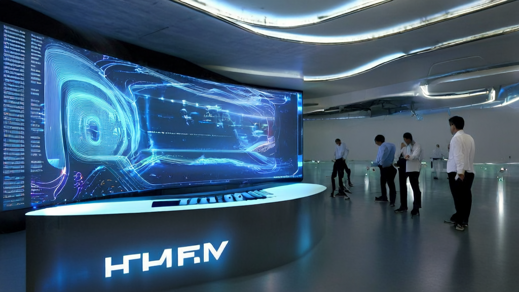 Programmers in a futuristic office using the "Z Code" AI code editor for personalized email marketing development