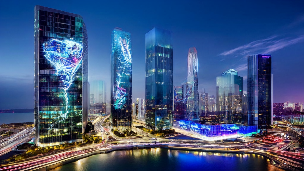 A cross-border e-commerce company in a futuristic city uses AI technology for precise advertising to break through growth bottlenecks and reduce CPA.