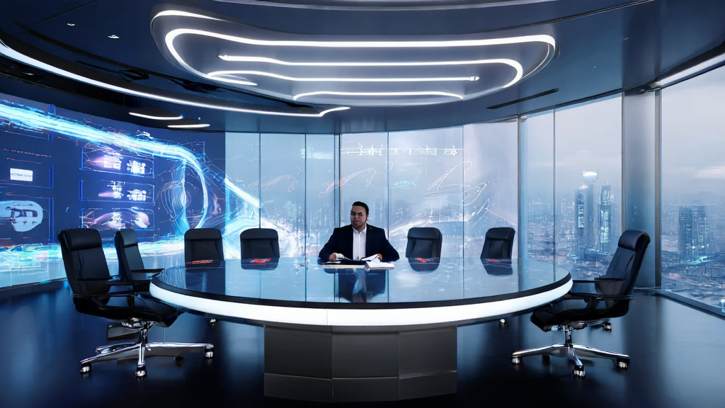 未来科技办公室中展示阿里通义千问的AI应用,帮助企业实现高效获客和个性化营销