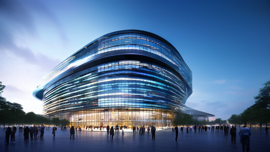 AI acquisition control center in a futuristic tech city, showcasing how cross-border e-commerce teams utilize AI technology to overcome growth bottlenecks.