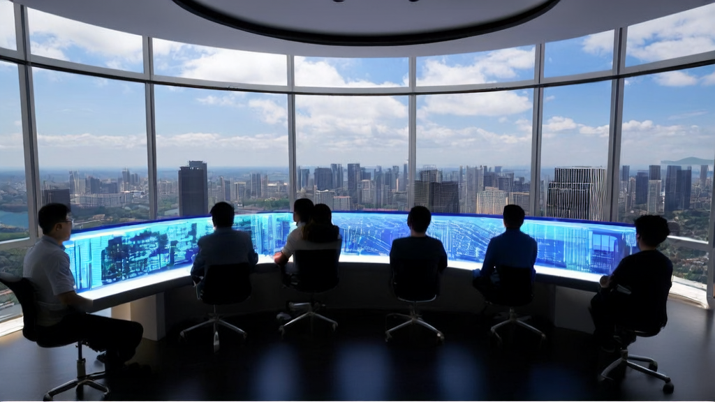 A group of entrepreneurs using Alibaba's free AI App "88 Cha" for cross-border e-commerce business analysis