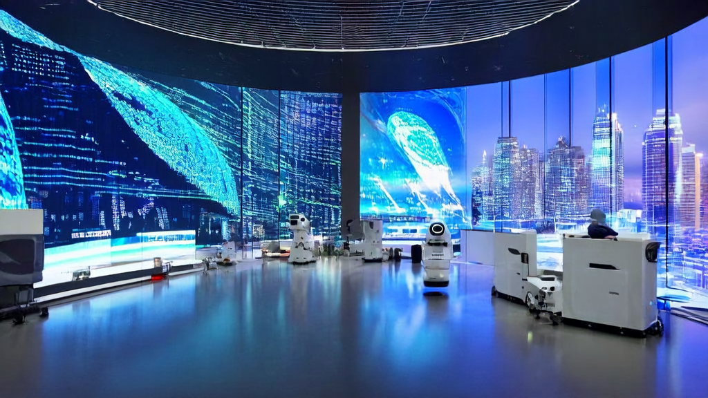 A futuristic cross-border e-commerce company using AI technology for precise customer acquisition and market analysis