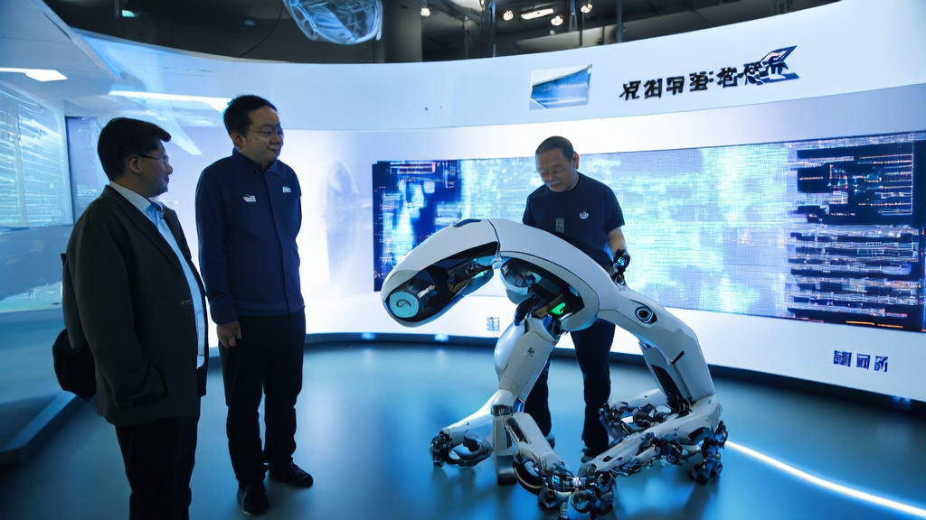 科学家们在实验室中使用MotionTrans框架训练AI机器人，展示2025年B2B市场AI获客的新趋势。