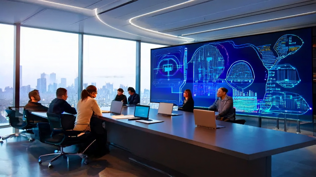 跨境电商团队在现代化办公室中讨论AI获客策略