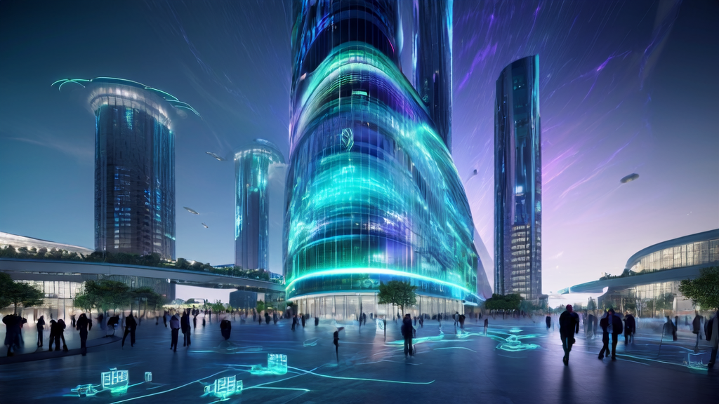 A futuristic scene depicting how AI technology will reshape customer acquisition channels in cross-border e-commerce in 2025