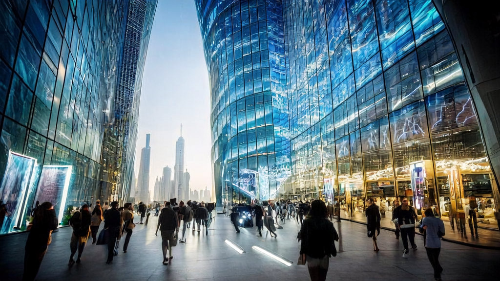 中东地区企业利用AI技术实现高效获客和转化的现代城市景象