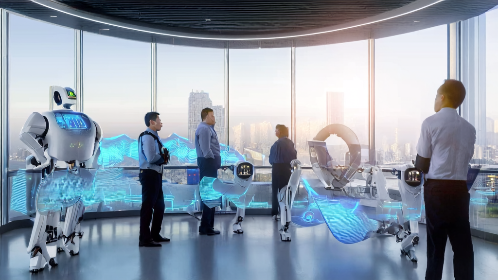 Engineers in a modern office using AI technology to analyze manufacturing customs data and precisely identify potential customers