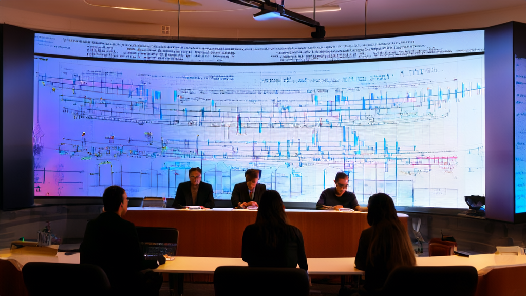 Data analysts in a modern office analyzing Twitter data streams to optimize AI customer acquisition strategies