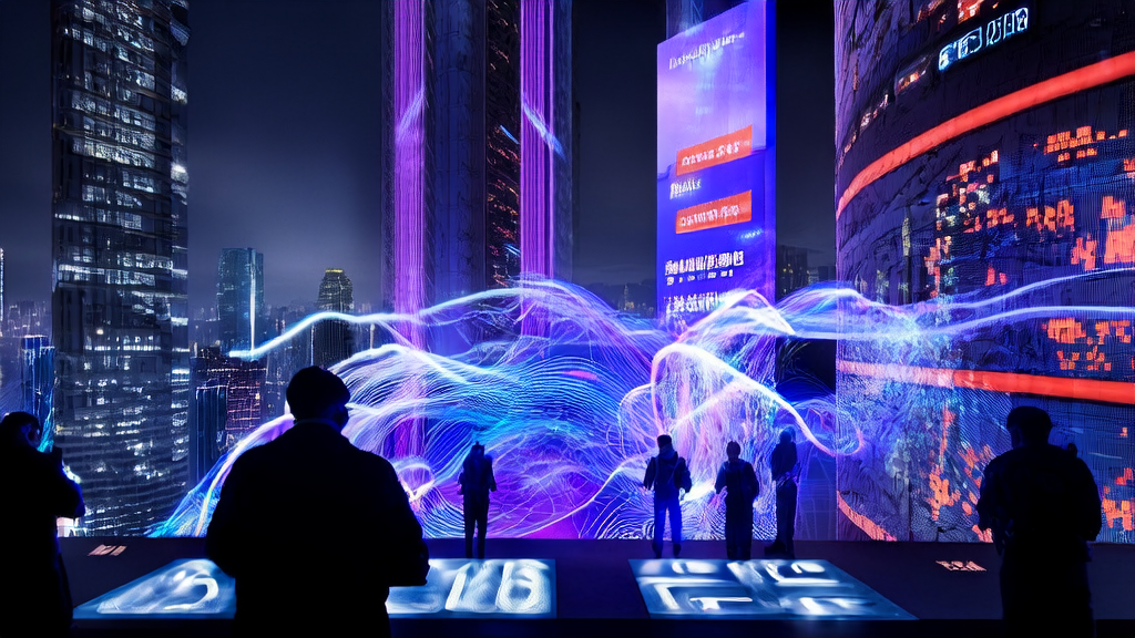 未来城市的AI控制中心,展示生成式AI实现精准广告投放的技术细节