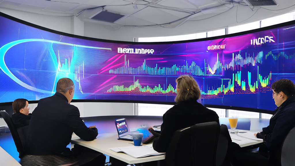 Data scientists in an office analyzing AI acquisition through Twitter data collection and discussing the impact of HealthBench on the healthcare industry.