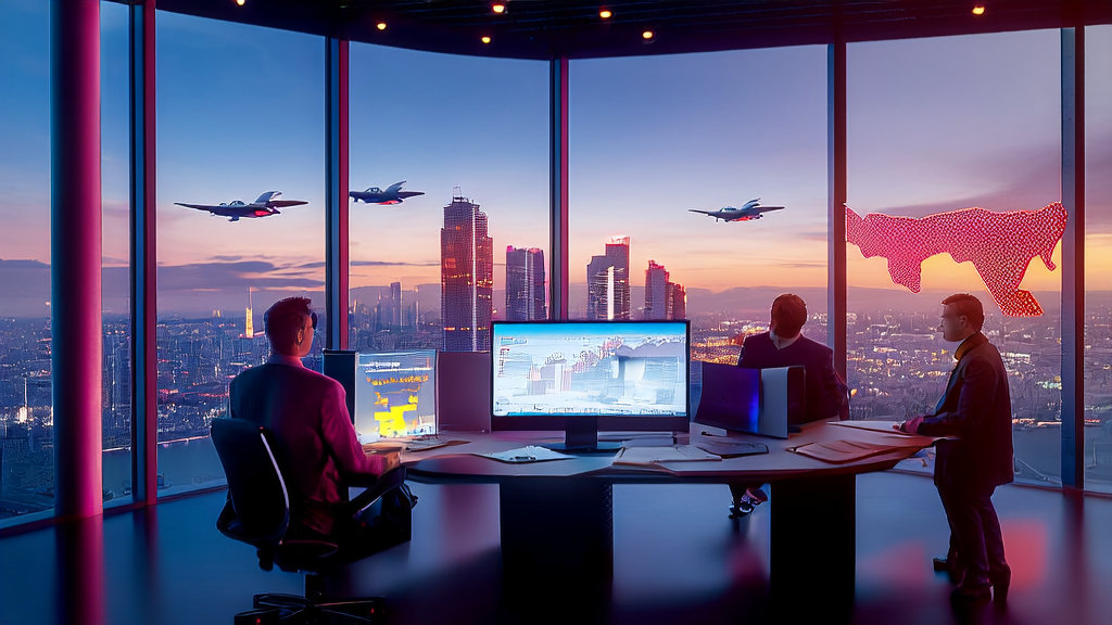 现代办公室内员工使用ChatGPT进行AI获客策略讨论