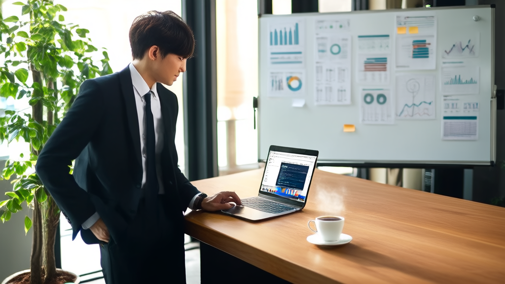 A professional using AI technology to perform precise customer analysis through LinkedIn in an office