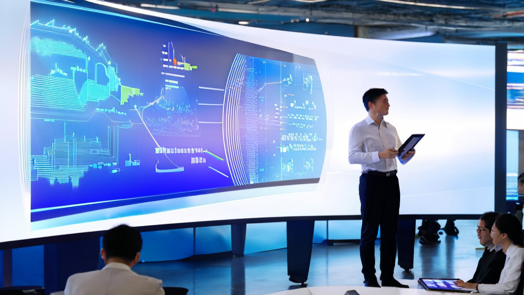 Modern office scene utilizing AI predictive models to screen high-quality clients