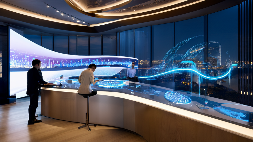 Marketing experts in a modern office discussing AI ad optimization strategies