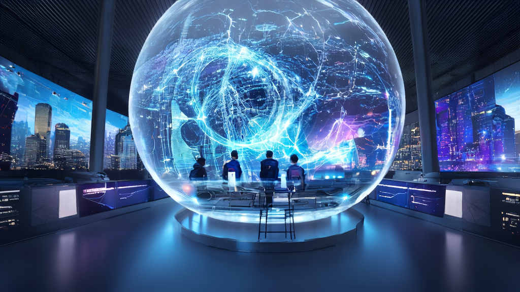 The futuristic advertising control center where engineers optimize ad placement strategies using the Kimi Linear architecture