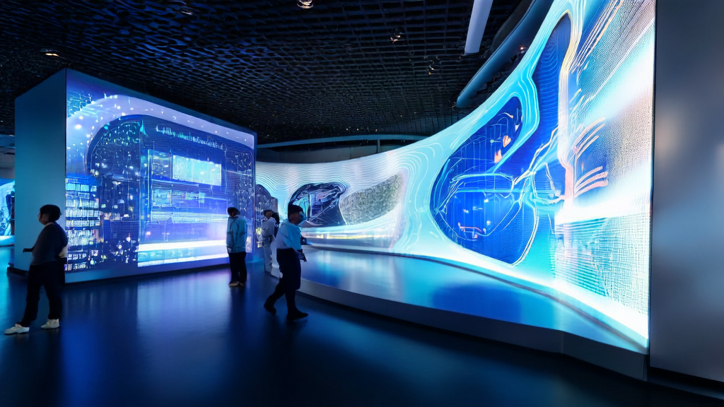 现代化的广告运营中心，工程师们利用AI算法优化广告投放策略，背景展示高通新一代AI芯片。