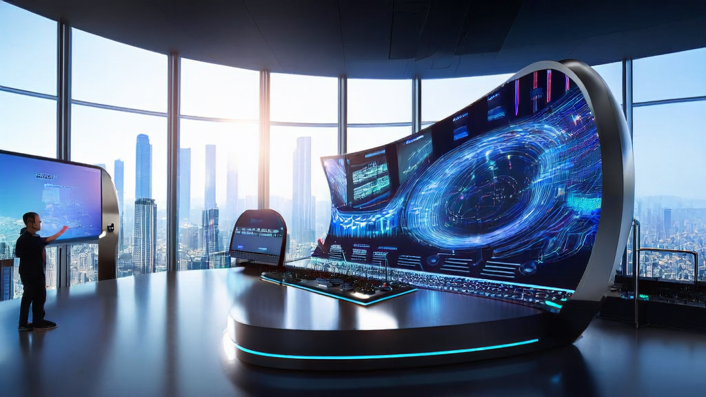 现代化数字营销控制中心，分析师使用AI优化广告投放策略