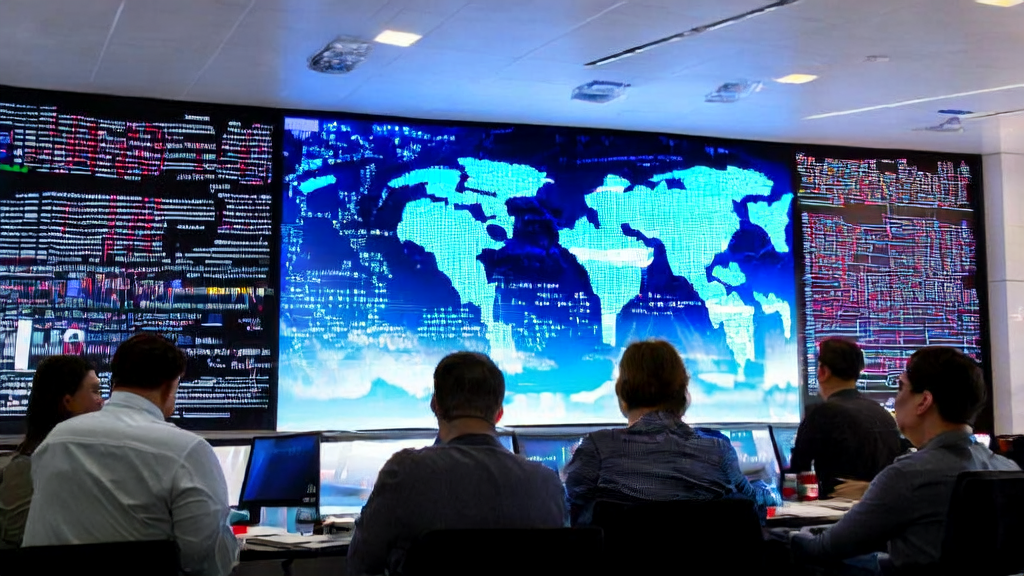 数据科学家们在跨境电商公司办公室中利用AI优化广告投放策略