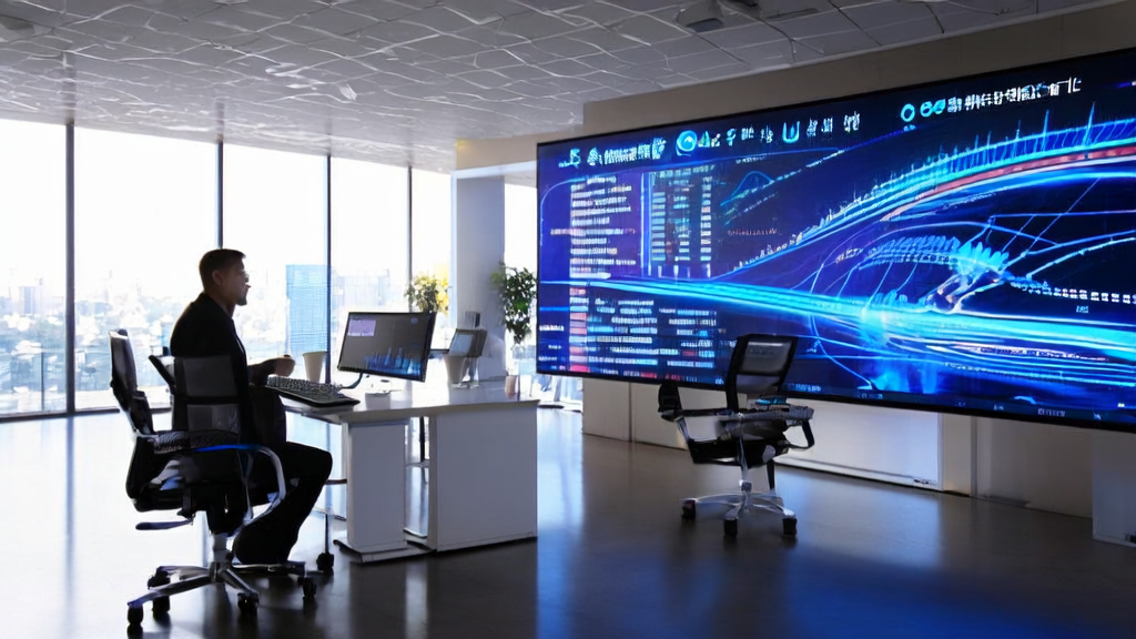 在现代化办公室中,程序员专注处理AI广告投放数据,突遇系统误删数据事件