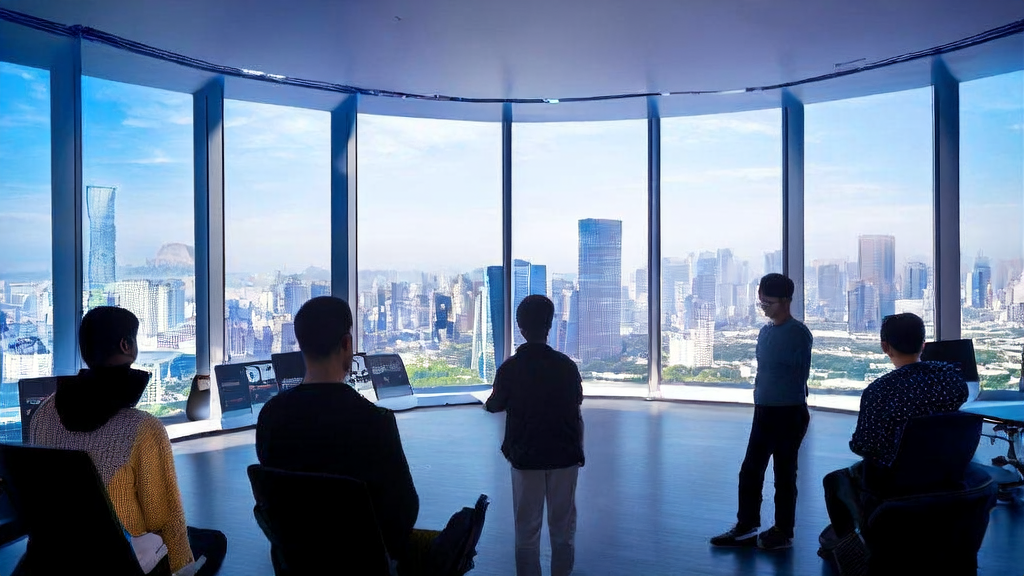 In a modern advertising studio, the team watches a multi-scene ad video generated by Alibaba Wanzxiang 2.6, showcasing AI-optimized ad placement.