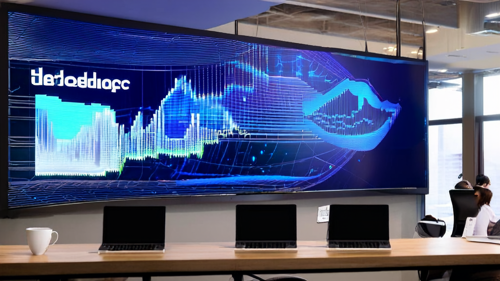 现代化办公室中，分析师利用AI系统优化广告投放策略，屏幕上显示精准触达目标用户的实时数据。