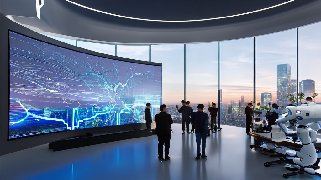 In a modern office, tech professionals are using AI technology to optimize advertising strategies, precisely targeting audiences and reducing CPA.