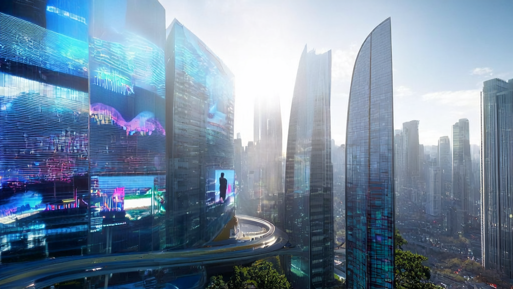 未来城市中的广告投放与数据分析场景,展示AI技术如何优化广告投放并降低CPA。