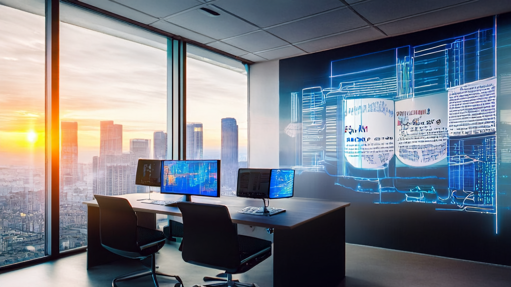A modern office bathed in sunlight, showcasing how AI technology boosts traffic for cross-border e-commerce standalone sites