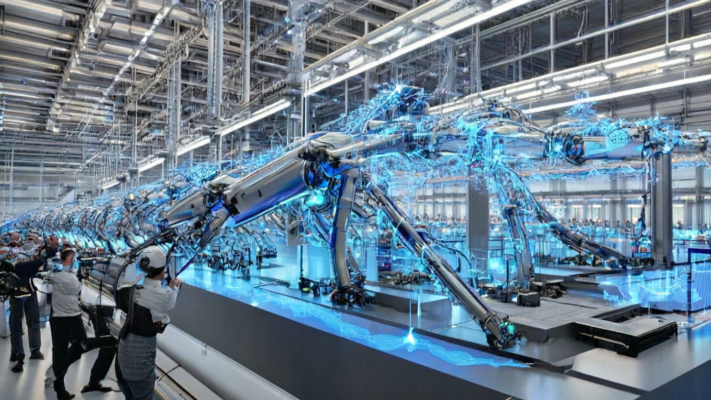 An engineer in a smart factory uses Google's AI assistant CC to analyze manufacturing customs data and identify potential customers