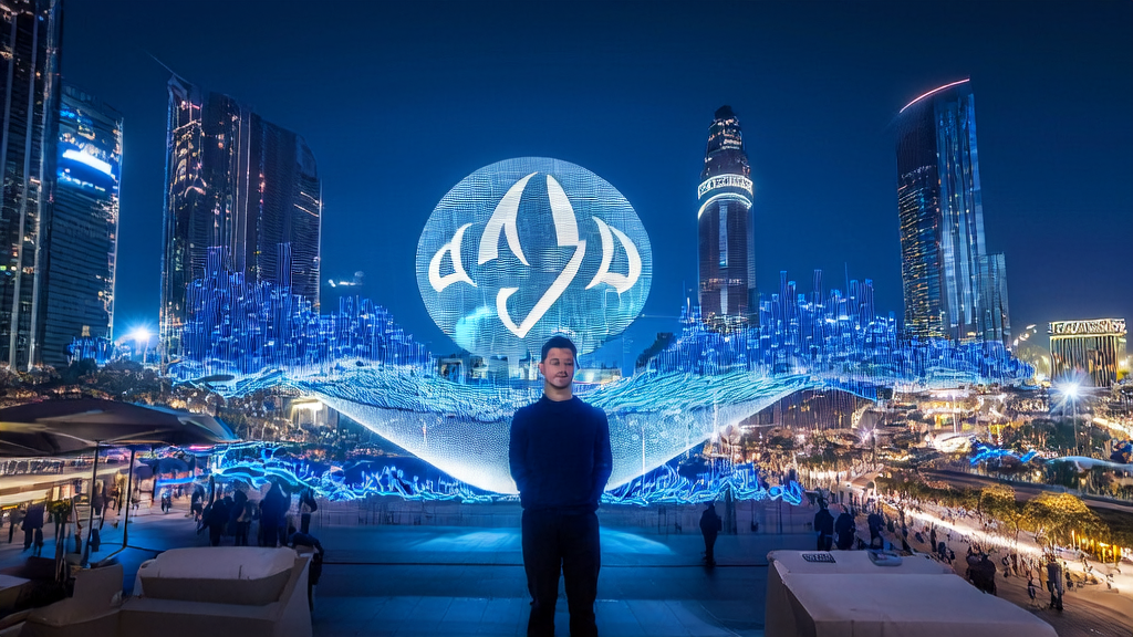 东南亚电商市场中利用AI技术提升客户获取效率的场景，展示现代城市与科技结合的画面