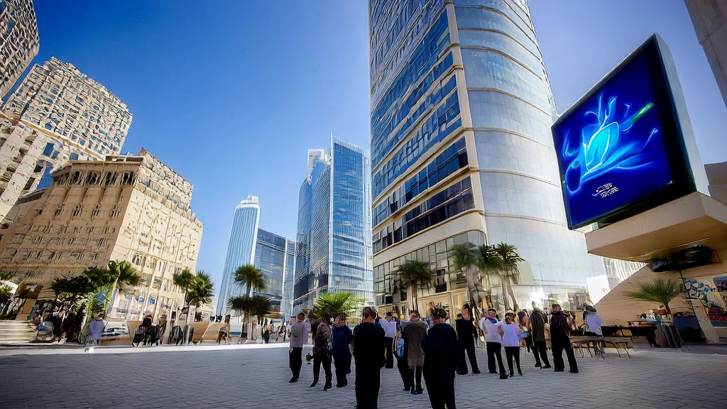 High-tech company in a Middle Eastern city showcasing AMD and OpenAI's AI chips to accelerate customer acquisition