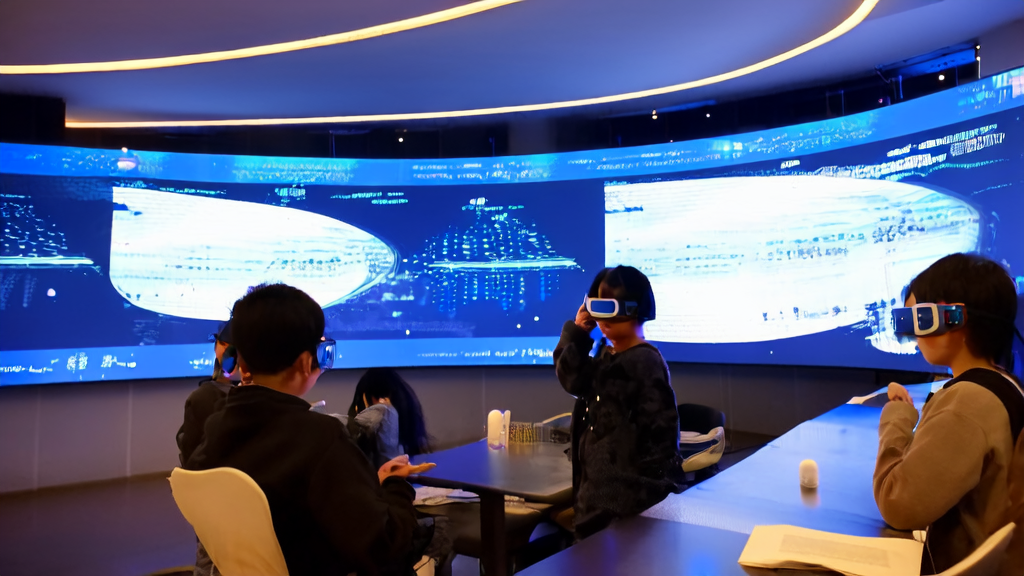 A high-tech learning environment in a New Oriental AI one-on-one classroom, where students interact with virtual teachers via smart devices.