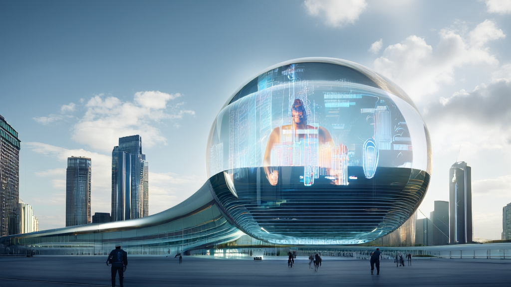 AI client data collection and high conversion email strategy showcased in a futuristic city