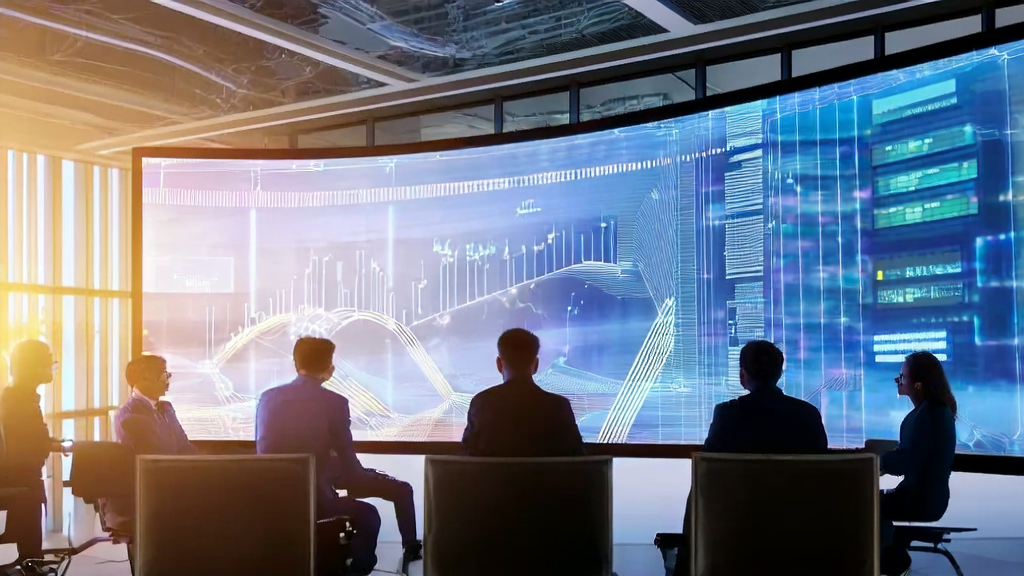 Data scientists in a modern office using AI client data collection to improve email marketing efficiency