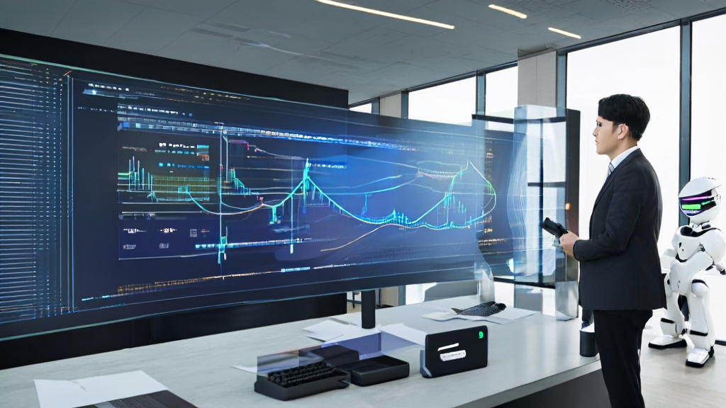 Modern office scene where AI client data collection system is used for high-conversion email marketing