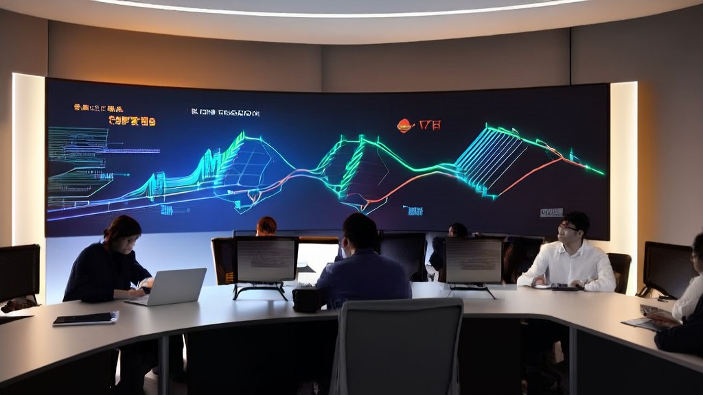 Data analysts in a modern office using AI technology to process client data