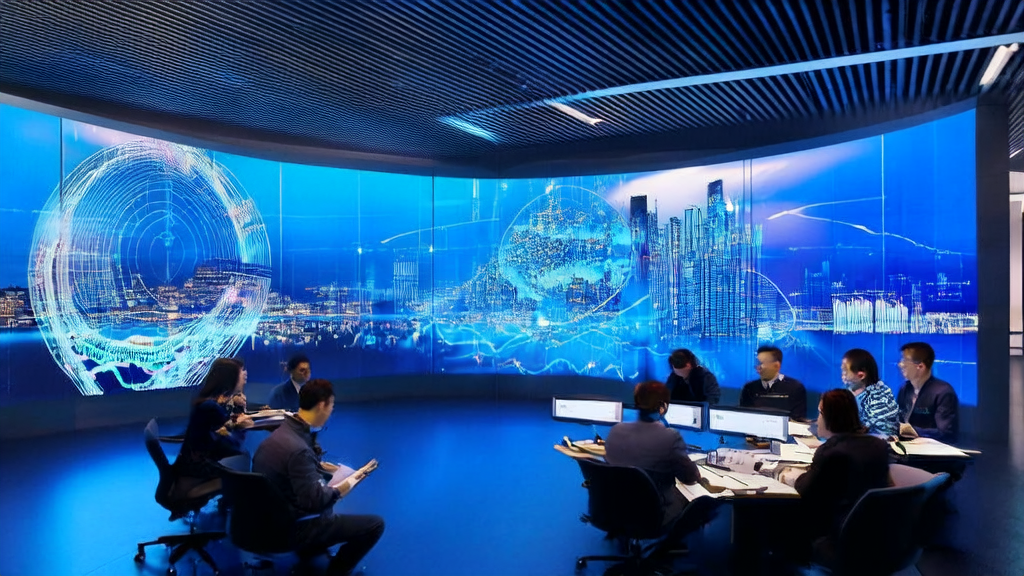 Data scientists analyzing customer data using an AI client prediction model in a modern office environment to identify high-quality clients and improve marketing efficiency.