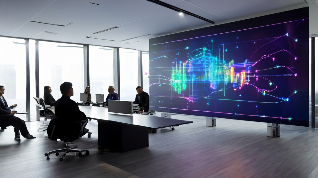 Application of AI client prediction model in a modern office, analyzing data to select high-quality clients