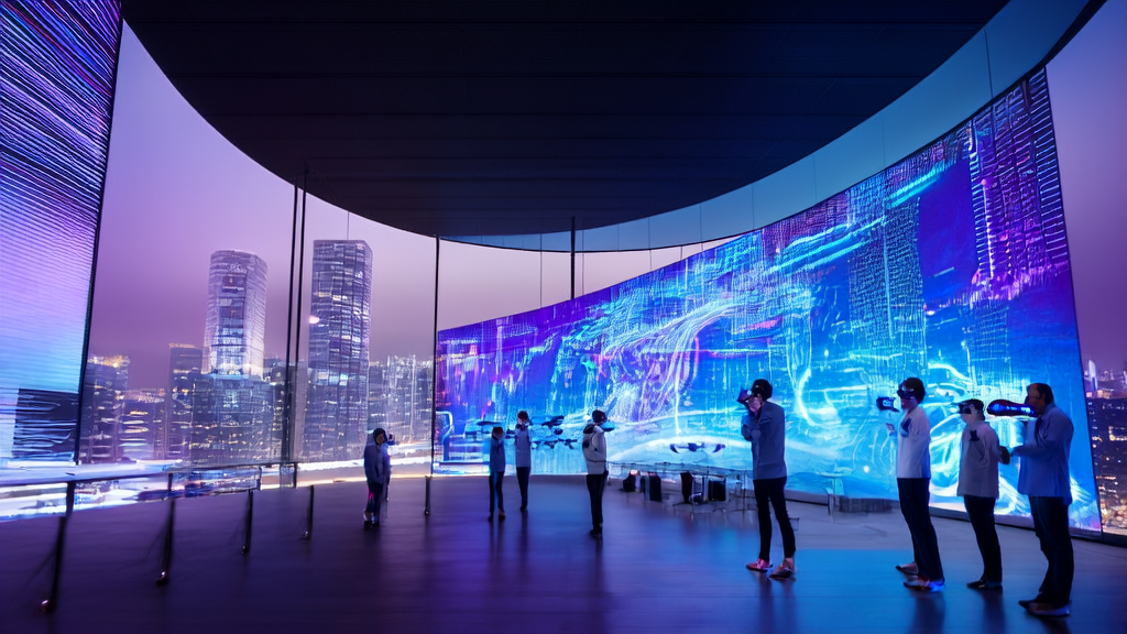 AI client prediction model data analysis in a futuristic office