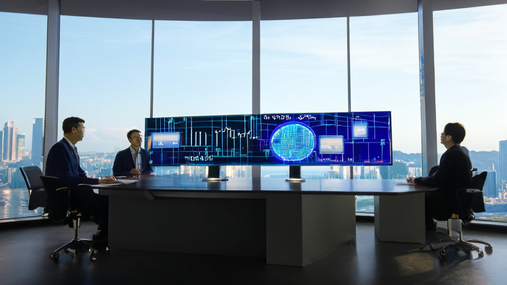 A team in a modern office using AI client prediction model to analyze customer data