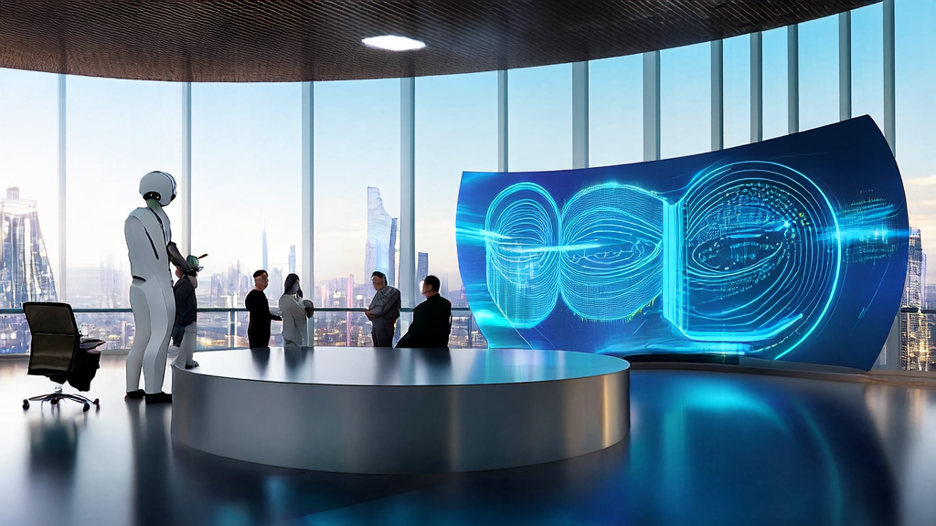 现代办公室中使用AI客户预测模型进行数据分析的场景