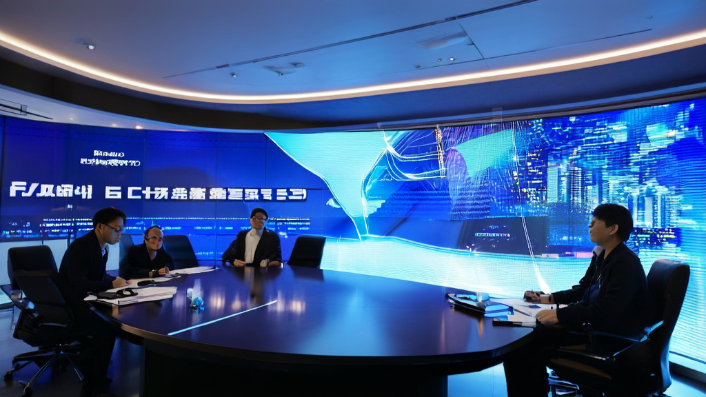 Professionals discussing AI client prediction model in a modern office