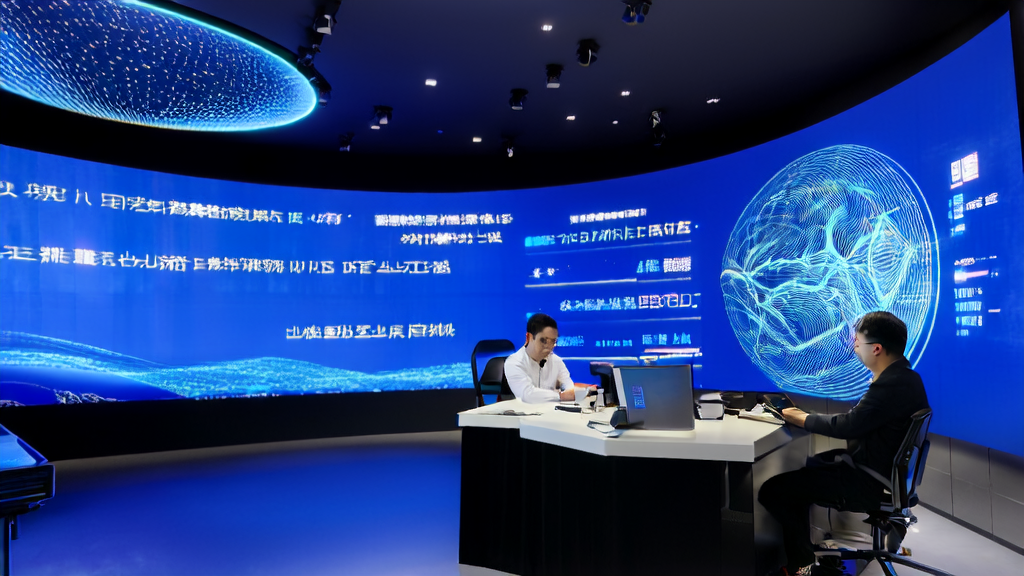 现代化办公室内，分析师们使用AI客户预测模型进行精准获客和高效转化，背景展示腾讯AI在医疗领域的成就。