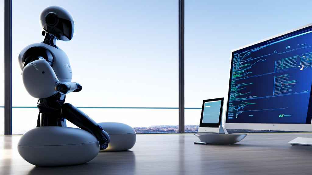 未来智能家居中的人形机器人Figure 03与顾客互动，展示AI客户预测模型优化跨境电商获客效率