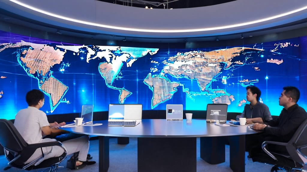 现代化办公室中团队使用AI客户预测模型进行个性化邮件营销策划