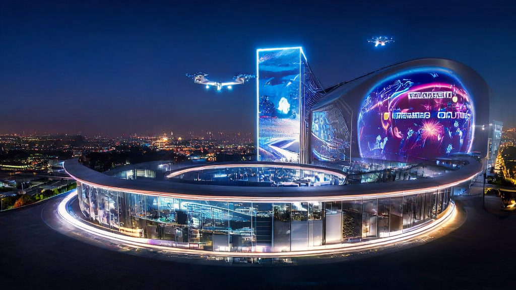 全球化的未来城市中，跨境电商公司利用AI内容生成技术打破语言壁垒，实现全球市场突破