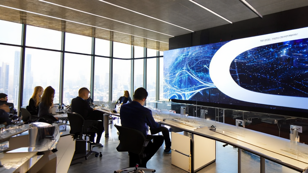 Modern office scene utilizing AI customer acquisition tools to boost eCommerce sales efficiency