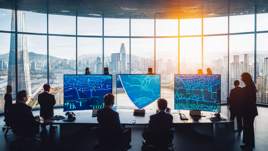 Export enterprise staff using AI technology for precise customer acquisition analysis in a modern office
