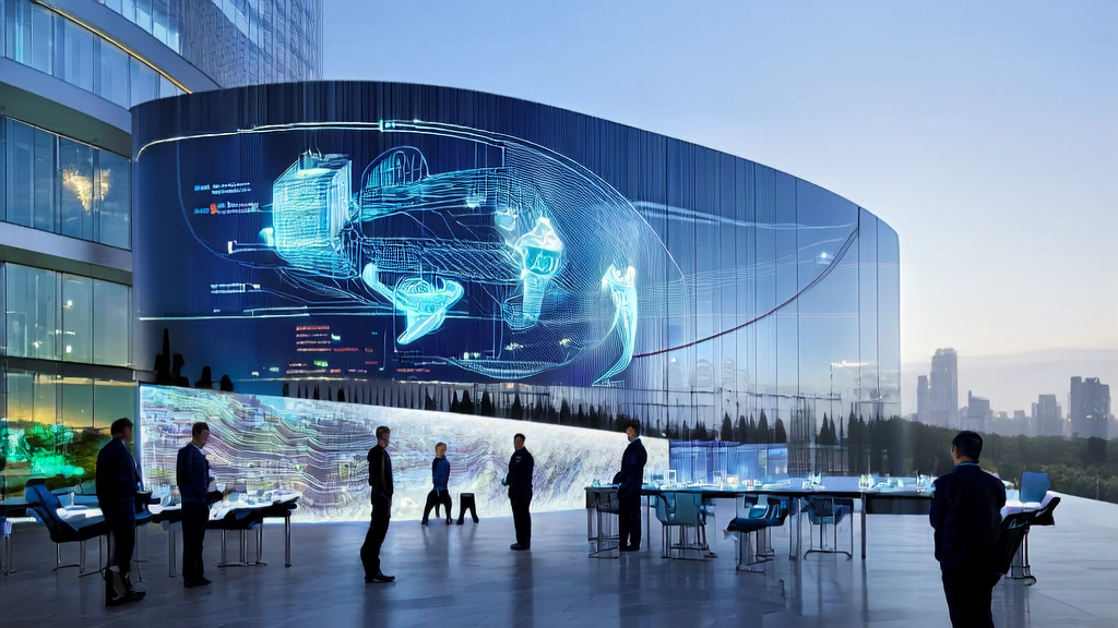 High-tech office scene showcasing AI-powered precise customer acquisition for foreign trade enterprises