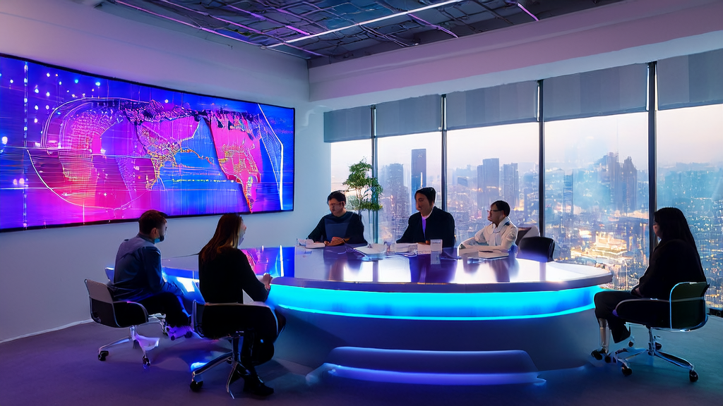 使用AI技术在跨境电商中精准获客的现代化办公室场景